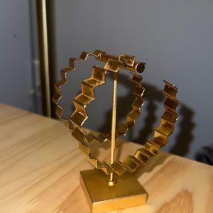 Gold Hoop Crimped Bangle Earrings